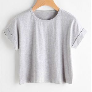 Shein Cuffled Slub T-Shirt